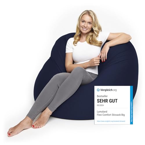 Lumaland Flexi Comfort Sitzsack Big | Flexibler Premium Bean Bag | 155 x 100 cm Sitzkissen | Ideal zum Liegen oder Sitzen | Sessel & Sofa für Kinder und Erwachsene [Navyblau] von Lumaland