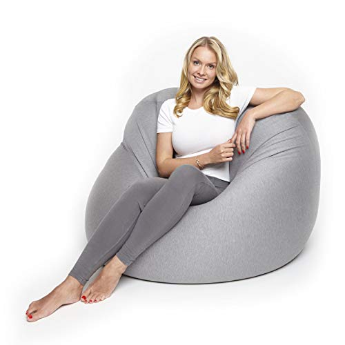 Lumaland Flexi Comfort Sitzsack Medium | Flexibler Premium Bean Bag | 142 x 84 cm Sitzkissen | Ideal zum Liegen oder Sitzen | Sessel & Sofa für Kinder und Erwachsene [Hellgrau] von Lumaland