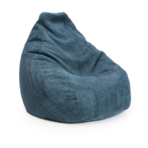 Lumaland Gaming Sitzsack XXL aus Cord | Gaming Sessel für Erwachsene & Teenager | Komfortabler Bean Bag 135 x 100 cm [Dunkelblau] von Lumaland