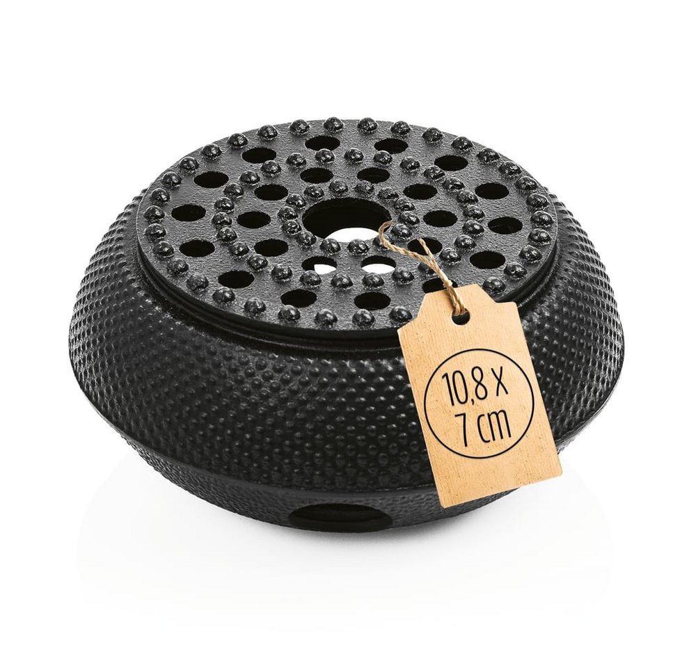 Lumaland Geschirr-Set Stövchen aus Gusseisen, Japanisches Tetsubin Design (1-tlg), Bambus/Gusseisen/Edelstahl, Teewärmer & Untersetzer für Teekannen von Lumaland