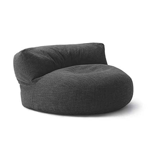Lumaland Sitzsack Lounge | Sofa-Sitzsack 90 x 50 cm mit Rückenlehne | Flexibler Indoor Beanbag | Ergonomisch & Robust | Mit anpassungsfähiger EPS-Füllung | Waschbarer Bezug [Dunkelgrau] von Lumaland