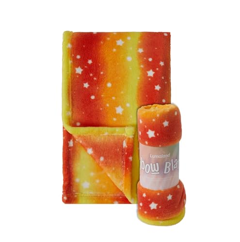 Lumaland KUSCHELDECKE IM Regenbogen-ORANGE-Design | Modern, kuschelig & der Blickfang für Ihr Zuhause | Perfekt für den gemütlichen Abend auf der Couch [Mikrofaser, 150 x 180 cm] von Lumaland