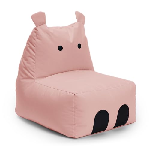 Lumaland Kindersitzsack Hippo Animal Design | Indoor & Outdoor Sitzsack für Kinder | Kombinierbar mit den Freunden der Animal Line Sitzsäcke | 80 x 70 x 65 cm [Pink] von Lumaland