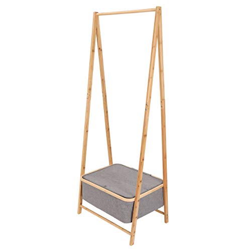 Lumaland Kleiderständer aus Bambus 159 x 60 x 45 cm Grau von Lumaland