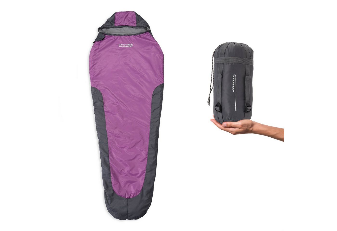 Lumaland Mumienschlafsack Where Tomorrow Camping Schlafsack 220x80x50, wasserabweisend Wärmekragen im Schulterbereich Camping Outdoor -5°C von Lumaland