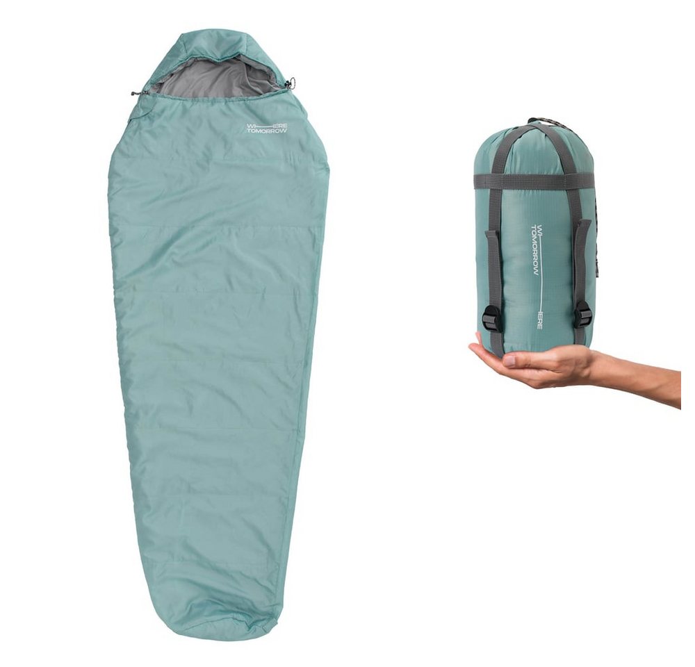 Lumaland Mumienschlafsack Where Tomorrow Camping Schlafsack 220x80x50, wasserabweisend Wärmekragen im Schulterbereich Camping Outdoor -5°C von Lumaland