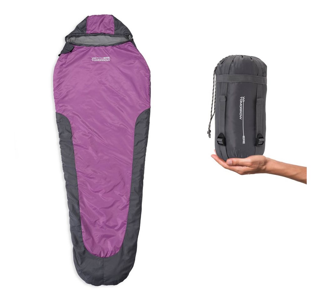 Lumaland Mumienschlafsack Where Tomorrow Camping Schlafsack 220x80x50, wasserabweisend Wärmekragen im Schulterbereich Camping Outdoor -5°C von Lumaland