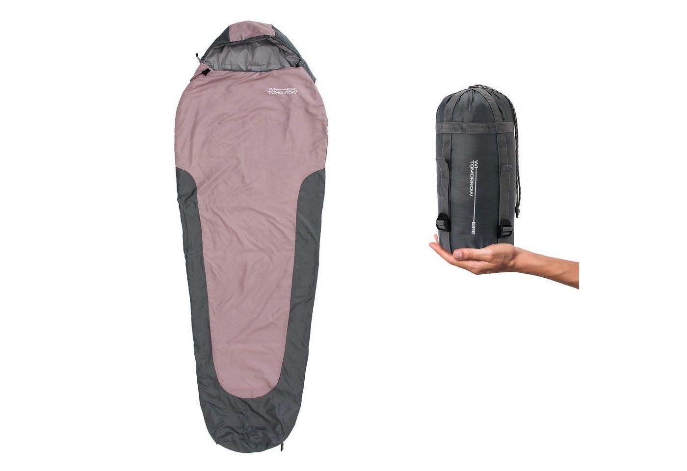 Lumaland Mumienschlafsack Where Tomorrow Camping Schlafsack Small & Light, mit Tasche - 220 x 80 x 50 cm wasserabweisend Konturkapuze Wärmekragen von Lumaland