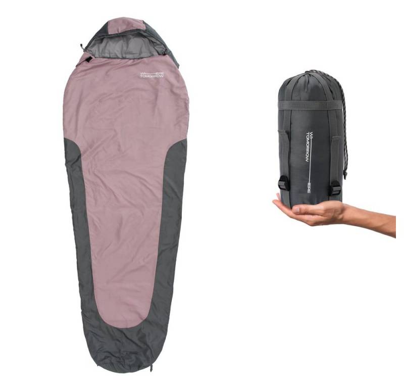 Lumaland Mumienschlafsack Where Tomorrow Camping Schlafsack Small & Light, mit Tasche - 220 x 80 x 50 cm wasserabweisend Konturkapuze Wärmekragen von Lumaland