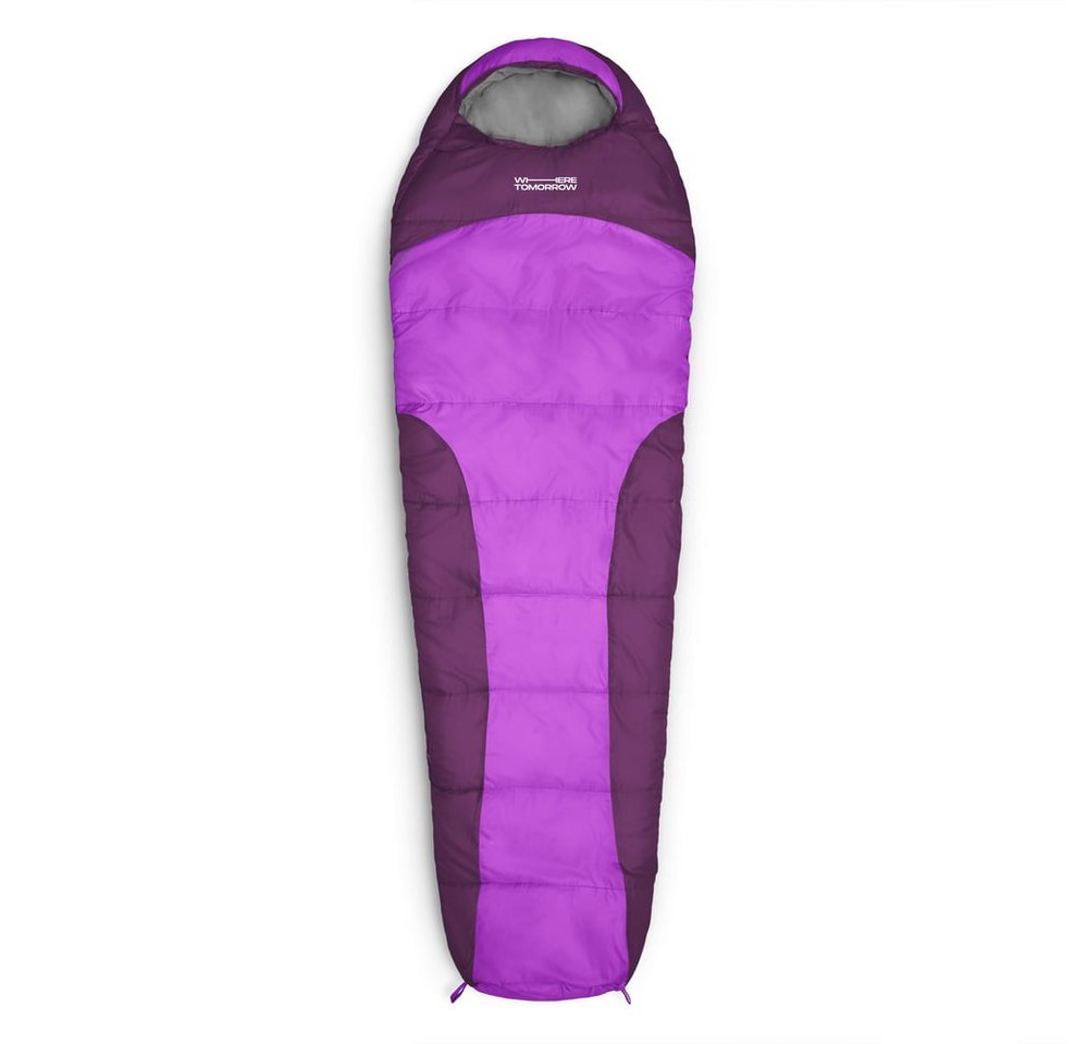 Lumaland Mumienschlafsack Where Tomorrow Camping Schlafsack mit Tasche, wasserabweisend Wärmekragen atmungsaktiv 230x80x55 von Lumaland