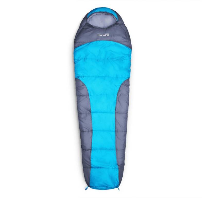 Lumaland Mumienschlafsack Where Tomorrow Camping Schlafsack mit Tasche, wasserabweisend Wärmekragen atmungsaktiv 230x80x55 von Lumaland