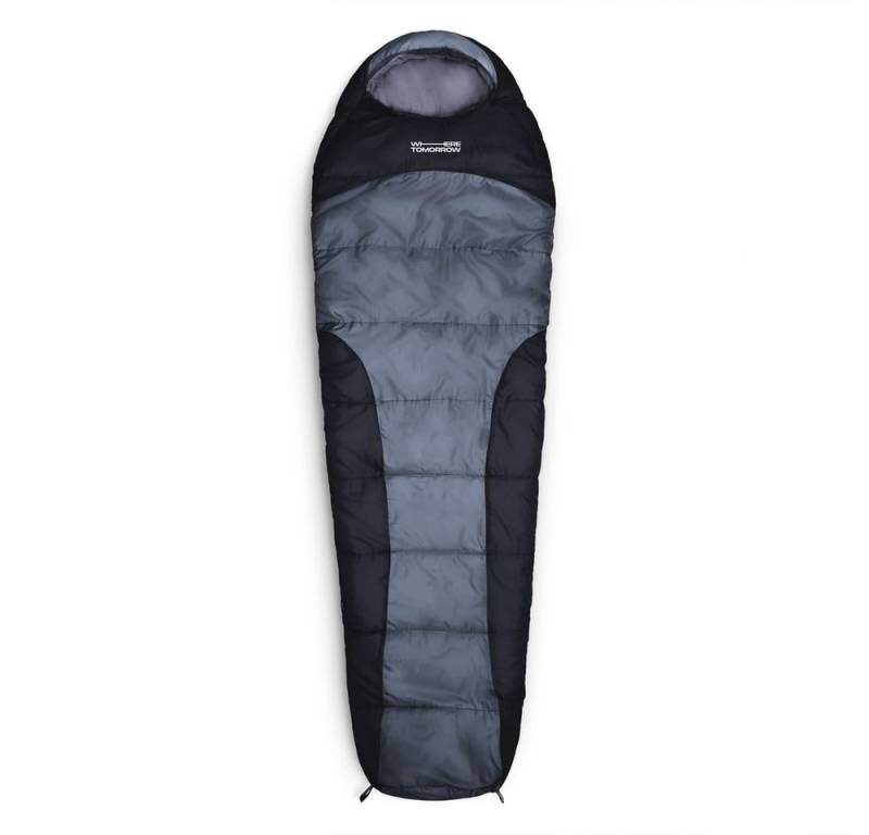 Lumaland Mumienschlafsack Where Tomorrow Camping Schlafsack mit Tasche, wasserabweisend Wärmekragen atmungsaktiv 230x80x55 von Lumaland