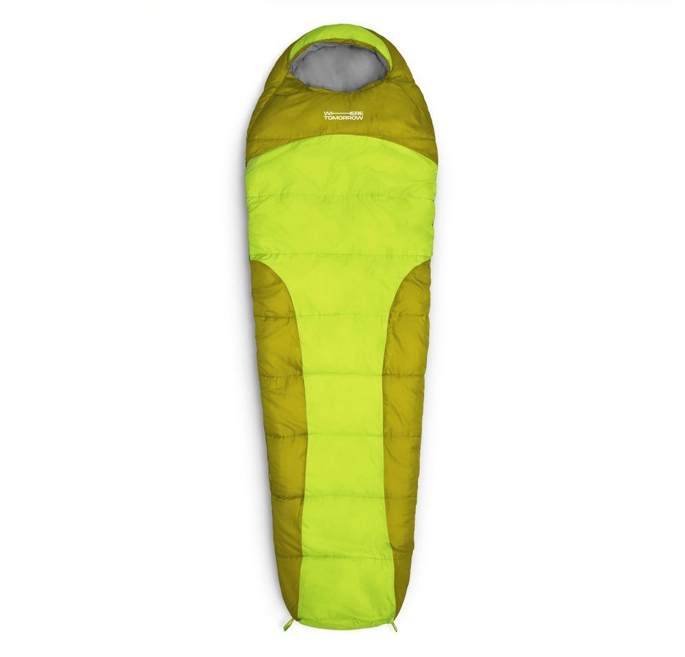 Lumaland Mumienschlafsack Where Tomorrow Camping Schlafsack mit Tasche, wasserabweisend Wärmekragen atmungsaktiv 230x80x55 von Lumaland