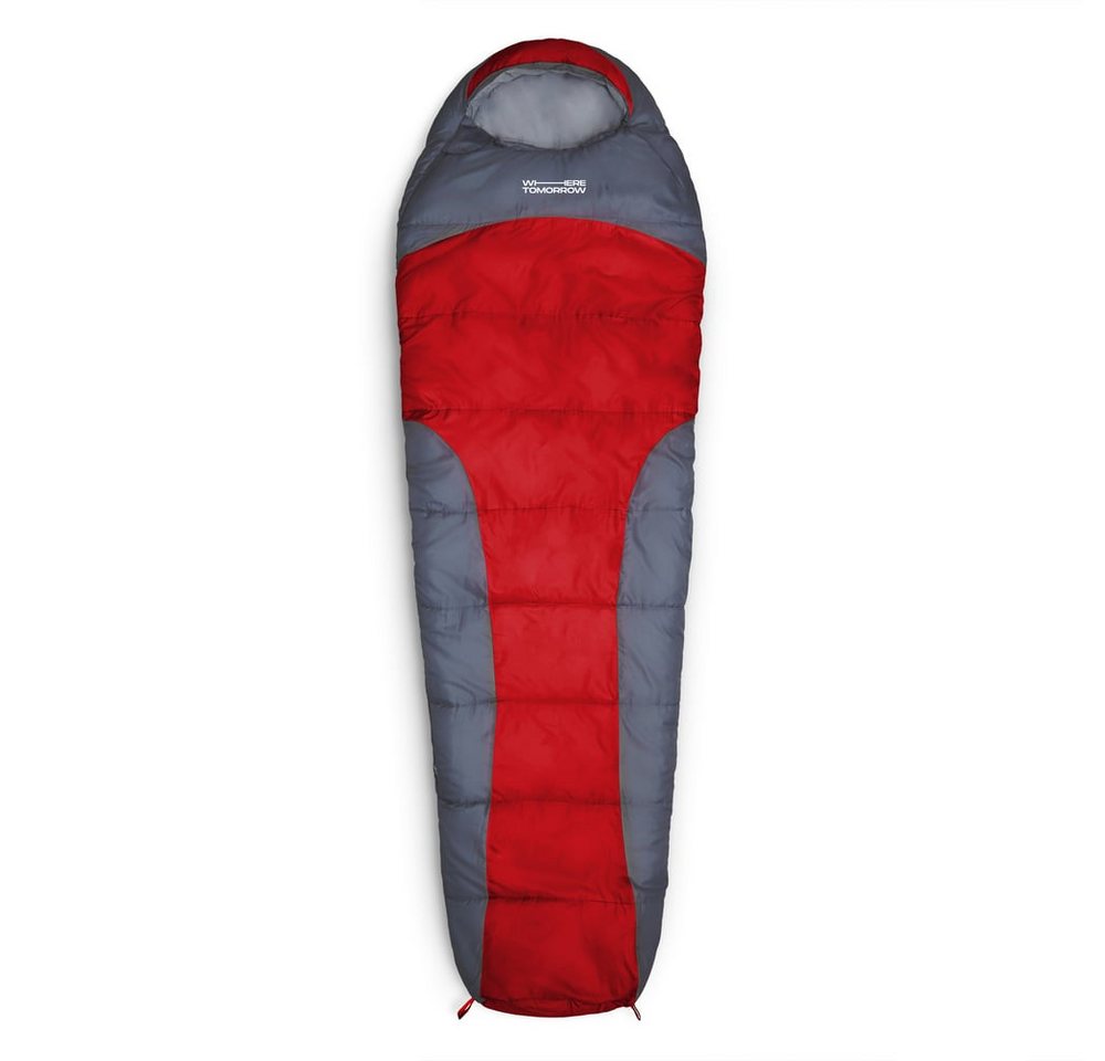 Lumaland Mumienschlafsack Where Tomorrow Camping Schlafsack mit Tasche, wasserabweisend Wärmekragen atmungsaktiv 230x80x55 von Lumaland