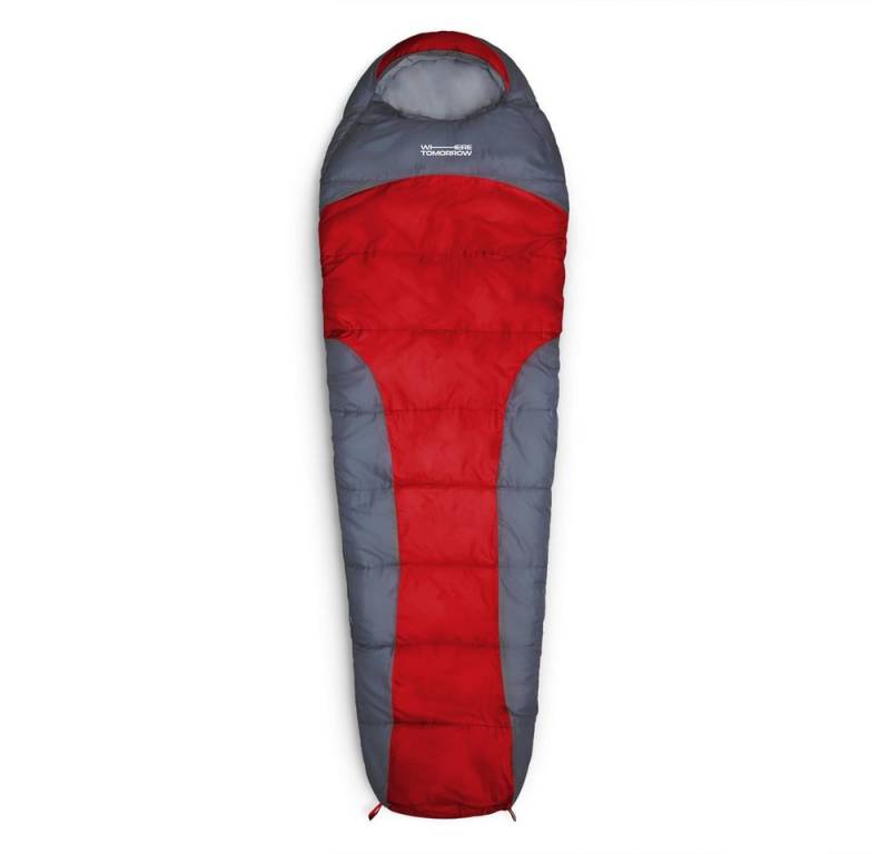 Lumaland Mumienschlafsack Where Tomorrow Camping Schlafsack mit Tasche, wasserabweisend Wärmekragen atmungsaktiv 230x80x55 von Lumaland
