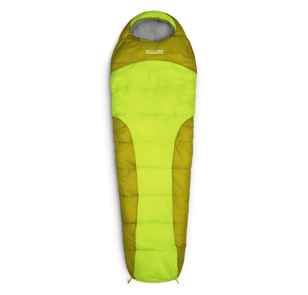 Lumaland Mumienschlafsack Where Tomorrow Camping Schlafsack mit Tasche, wasserabweisend Wärmekragen atmungsaktiv 230x80x55 von Lumaland