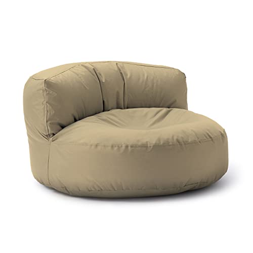 Lumaland Sitzsack Lounge | Sofa-Sitzsack 90 x 50 cm mit Rückenlehne | Indoor & Outdoor Beanbag | Wasserabweisend & Robust | Mit anpassungsfähiger EPS-Füllung | Waschbarer Bezug [Beige] von Lumaland