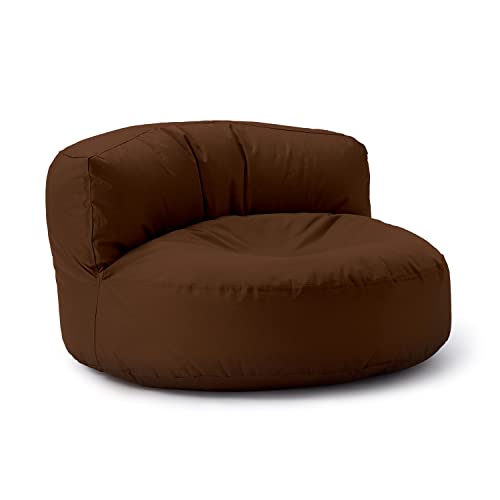 Lumaland Sitzsack Lounge | Sofa-Sitzsack 90 x 50 cm mit Rückenlehne | Indoor & Outdoor Beanbag | Wasserabweisend & Robust | Mit anpassungsfähiger EPS-Füllung | Waschbarer Bezug [Braun] von Lumaland