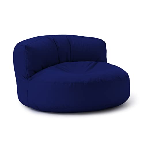 Lumaland Sitzsack Lounge | Sofa-Sitzsack 90 x 50 cm mit Rückenlehne | Indoor & Outdoor Beanbag | Wasserabweisend & Robust | Mit anpassungsfähiger EPS-Füllung | Waschbarer Bezug [Dunkelblau] von Lumaland