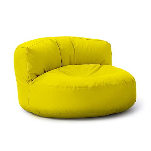 Lumaland Sitzsack Lounge | Sofa-Sitzsack 90 x 50 cm mit Rückenlehne | Indoor & Outdoor Beanbag | Wasserabweisend & Robust | Mit anpassungsfähiger EPS-Füllung | Waschbarer Bezug [Gelb] von Lumaland