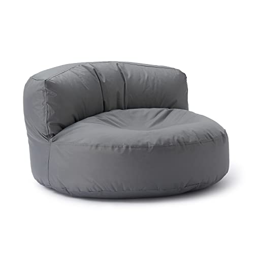 Lumaland Sitzsack Lounge | Sofa-Sitzsack 90 x 50 cm mit Rückenlehne | Indoor & Outdoor Beanbag | Wasserabweisend & Robust | Mit anpassungsfähiger EPS-Füllung | Waschbarer Bezug [Grau] von Lumaland