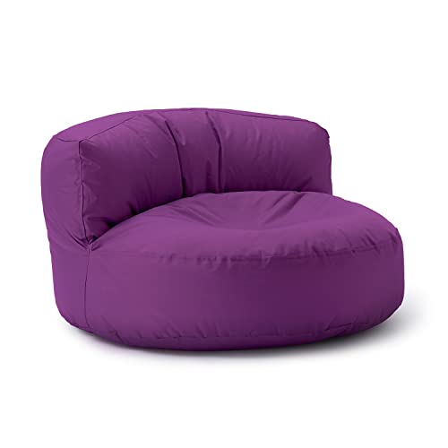 Lumaland Sitzsack Lounge | Sofa-Sitzsack 90 x 50 cm mit Rückenlehne | Indoor & Outdoor Beanbag | Wasserabweisend & Robust | Mit anpassungsfähiger EPS-Füllung | Waschbarer Bezug [Lila] von Lumaland