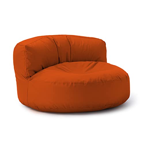 Lumaland Sitzsack Lounge | Sofa-Sitzsack 90 x 50 cm mit Rückenlehne | Indoor & Outdoor Beanbag | Wasserabweisend & Robust | Mit anpassungsfähiger EPS-Füllung | Waschbarer Bezug [Orange] von Lumaland
