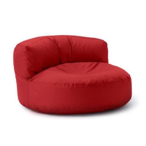 Lumaland Sitzsack Lounge | Sofa-Sitzsack 90 x 50 cm mit Rückenlehne | Indoor & Outdoor Beanbag | Wasserabweisend & Robust | Mit anpassungsfähiger EPS-Füllung | Waschbarer Bezug [Rot] von Lumaland
