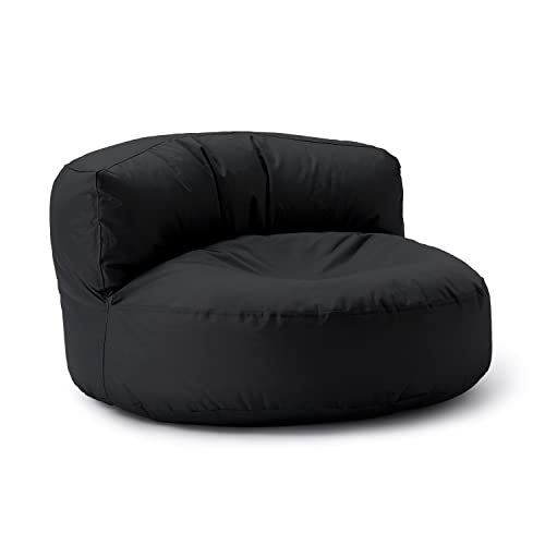 Lumaland Sitzsack Lounge | Sofa-Sitzsack 90 x 50 cm mit Rückenlehne | Indoor & Outdoor Beanbag | Wasserabweisend & Robust | Mit anpassungsfähiger EPS-Füllung | Waschbarer Bezug [Schwarz] von Lumaland