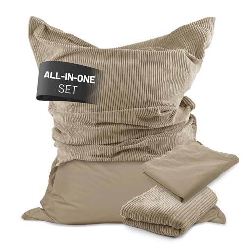 Lumaland Sitzsack Classic XXL All-in-One Set | Riesen Sitzsack XXL mit Cord & Outdoor Bezug für drinnen & draußen | Sofa Sessel mit im Innensack sicher verpackter EPS-Füllung – Hüllen Easy wechselbar Lumaland Sitzsack Classic XXL All-in-One Set | Riesen Sitzsack XXL mit Cord & Outdoor Bezug für drinnen & draußen | Sofa Sessel mit im Innensack sicher verpackter EPS-Füllung – Hüllen Easy wechselbar von Lumaland