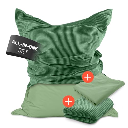 Lumaland Sitzsack Classic XXL All-in-One Set | Riesen Sitzsack XXL mit Cord & Outdoor Bezug für drinnen & draußen | Sofa Sessel mit im Innensack sicher verpackter EPS-Füllung – Hüllen Easy wechselbar Lumaland Sitzsack Classic XXL All-in-One Set | Riesen Sitzsack XXL mit Cord & Outdoor Bezug für drinnen & draußen | Sofa Sessel mit im Innensack sicher verpackter EPS-Füllung – Hüllen Easy wechselbar von Lumaland