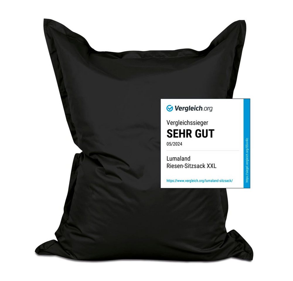 Lumaland Sitzsack XXL Bean Bag Riesen-Sitzkissen 380L 140x180cm Special Edition, Wasserfester Indoor & Outdoor BeanBag mit EPS-Perlen von Lumaland