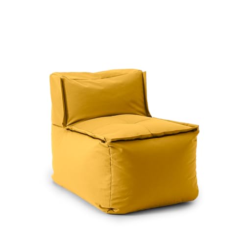 Lumaland Sitzsack-Lounge Modular Mittelteil | Waschbare & Wasserfeste Sitzmöbel für Innenräume & Garten | Indoor & Outdoor Sitz-Garnitur | Einfach erweiterbar | 54x81x70cm [Senfgelb] von Lumaland