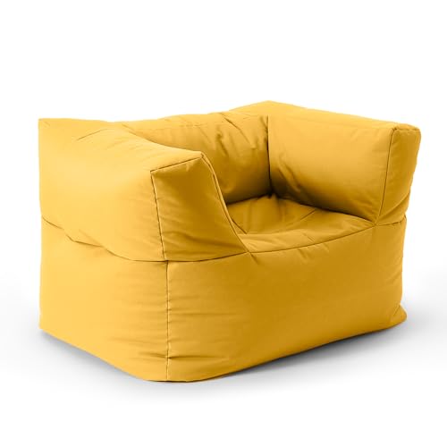 Lumaland Sitzsack-Lounge Modular Sessel | Einfach erweiterbares & leichtes Sofa | Waschbare & Wasserfeste Sitzmöbel für Innenräume & Garten | Indoor & Outdoor Sitz-Garnitur | 96x72x70 cm [Senfgelb] von Lumaland