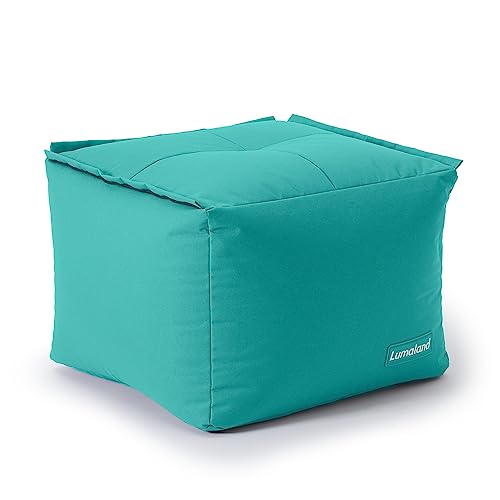 Lumaland Sitzsack-Lounge Modular Pouf | Individuell erweiterbarer & Leichter Hocker | Waschbare Sitzmöbel für Innenräume & Garten | Indoor & Outdoor Lounge Garnitur | 54x54x54 cm [Türkis] von Lumaland