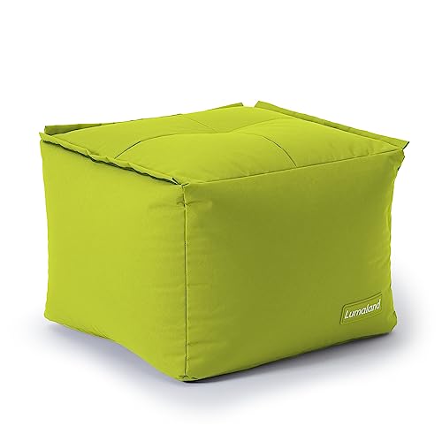 Lumaland Sitzsack-Lounge Modular Pouf | Individuell erweiterbarer & leichter Hocker | Waschbare Sitzmöbel für Innenräume & Garten | Indoor & Outdoor Lounge Garnitur | 54x54x54 cm [Apfelgrün] von Lumaland