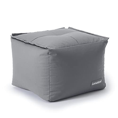 Lumaland Sitzsack-Lounge Modular Pouf | Individuell erweiterbarer & leichter Hocker | Waschbare & Wasserfeste Sitzmöbel für Innenräume & Garten | Indoor & Outdoor Lounge Garnitur | 54x54x54 cm [Grau] von Lumaland