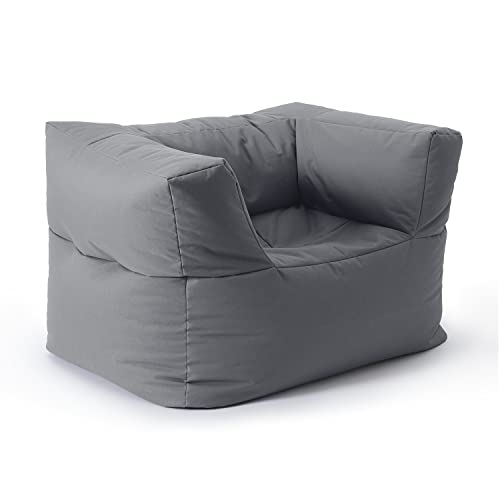 Lumaland Sitzsack-Lounge Modular Sessel | Einfach erweiterbares & leichtes Sofa | Waschbare & Wasserfeste Sitzmöbel für Innenräume & Garten | Indoor & Outdoor Sitz-Garnitur | 96x72x70 cm [Grau] von Lumaland