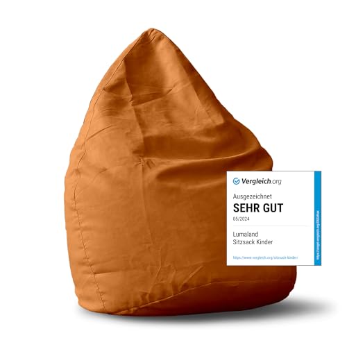 Lumaland Sitzsack Luxury 60x45cm | Microvelours Beanbag mit extra weichem & robustem Stoff | Für Erwachsene & Kinder| Ideal geeignet für Kinderzimmer | Sessel & Stuhl Bean Bag [Orange] von Lumaland