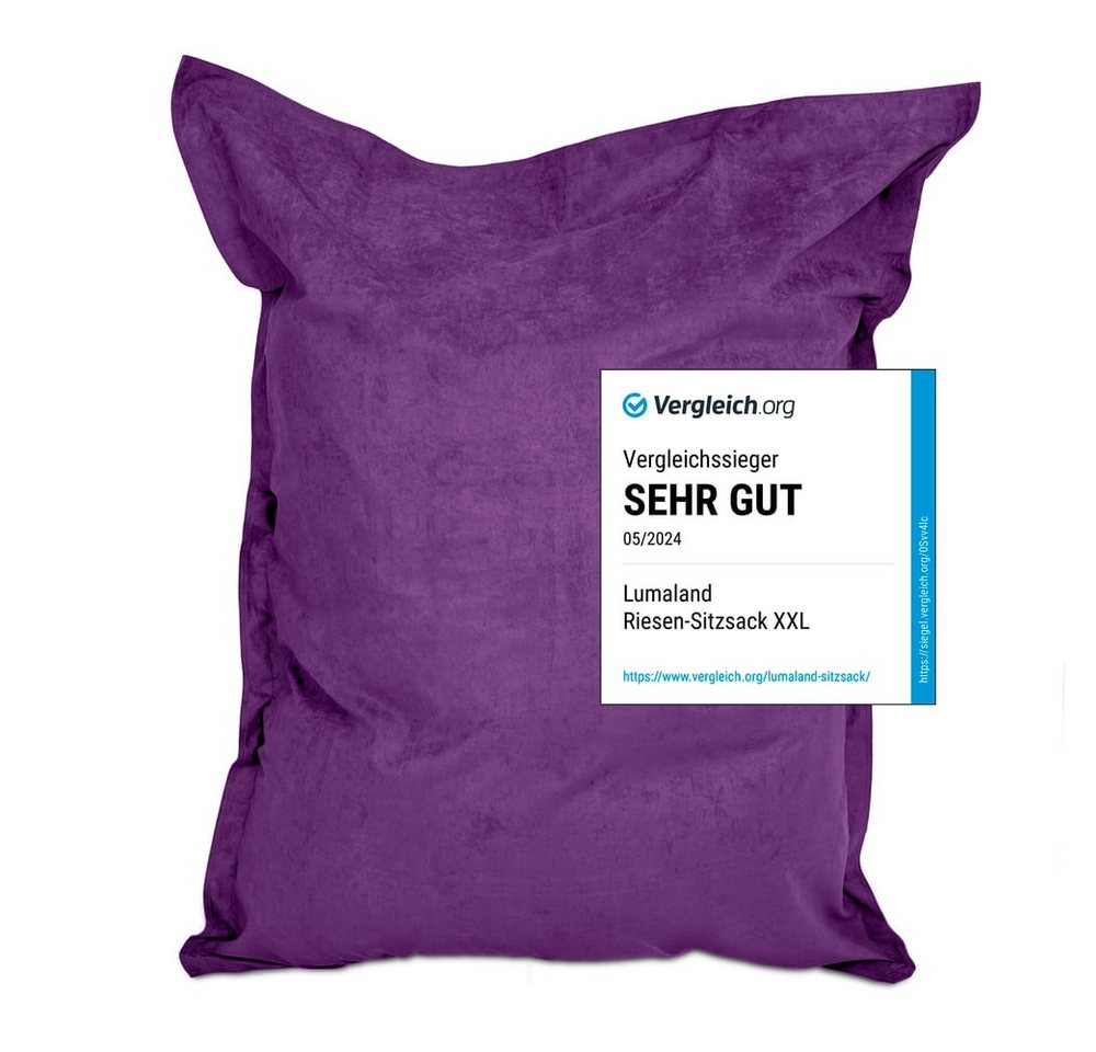 Lumaland Sitzsack Luxury Riesensitzsack XXL Bodenkissen, 380L 140x180cm waschbar Indoor von Lumaland