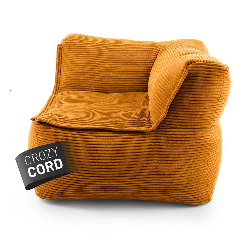 Lumaland Sitzsack Sitzsack-Sofa Modular Cord 81x81x70cm Ecke rechts, Sessel abnehmbarer Bezug kombinierbar waschbar von Lumaland