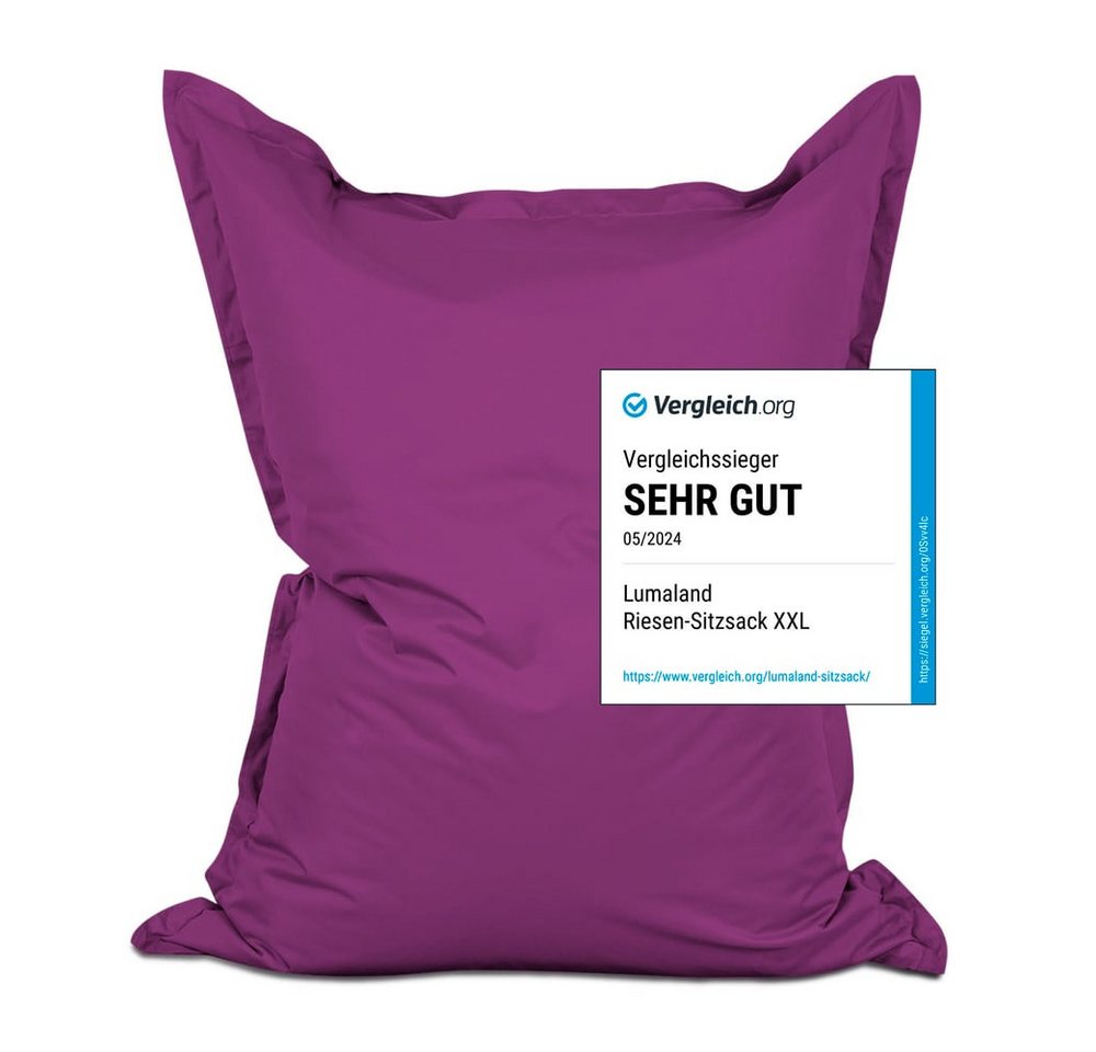 Lumaland Sitzsack XXL Bean Bag Riesen-Sitzkissen 380L 140x180cm Special Edition, Wasserfester Indoor & Outdoor BeanBag mit EPS-Perlen von Lumaland