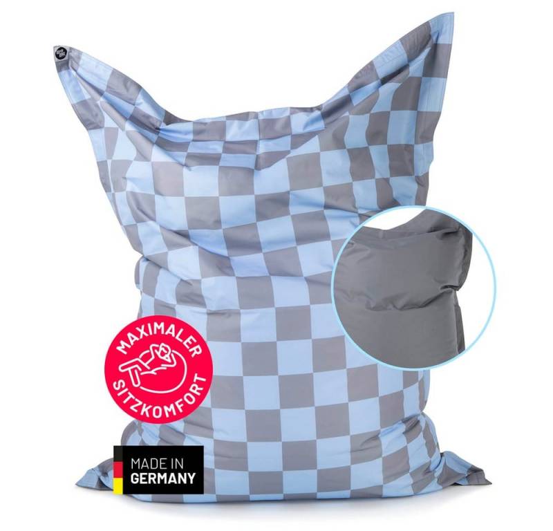 Lumaland Sitzsack XXL-Sitzsack Karo 380L grau/blau, mit EPS-Perlen - out- & indoor - wasserfest von Lumaland