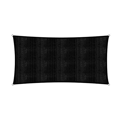 Lumaland Sonnensegel Rechteck | Wetterbeständiger Sonnenschutz inkl. Befestigungsseile | Terrasse, Garten & Balkon Schattenspender aus HDPE Material mit UV Schutz [Schwarz] von Lumaland