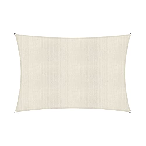 Lumaland Sonnensegel Rechteckig | 2 x 3 Meter | Wetterbeständiger Sonnenschutz inkl. Befestigungsseile | Terrasse, Garten & Balkon Schattenspender aus HDPE mit UV Schutz [Creme] von Lumaland
