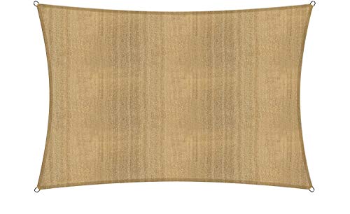 Lumaland Sonnensegel Rechteckig | 2 x 3 Meter | Wetterbeständiger Sonnenschutz inkl. Befestigungsseile | Terrasse, Garten & Balkon Schattenspender aus HDPE mit UV Schutz [Sand] von Lumaland