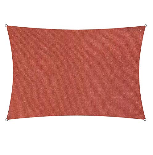 Lumaland Sonnensegel Rechteckig | 2 x 3 Meter | Wetterbeständiger Sonnenschutz inkl. Befestigungsseile | Terrasse, Garten & Balkon Schattenspender aus HDPE mit UV Schutz [Terracotta] von Lumaland