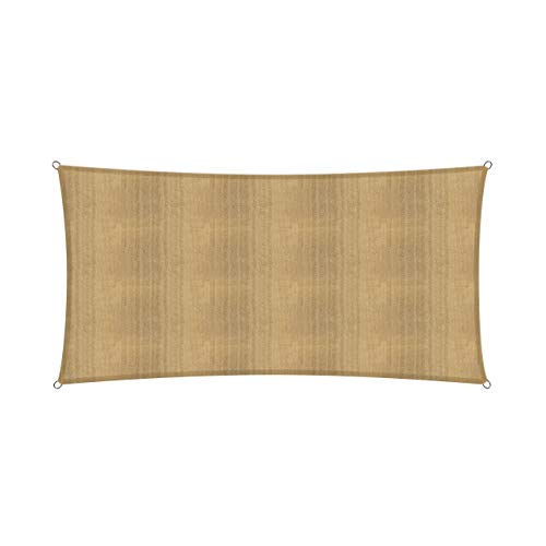 Lumaland Sonnensegel Rechteckig 2 x 4 Meter | Wetterbeständiger Sonnenschutz inkl. Befestigungsseile | Terrasse, Garten & Balkon Schattenspender aus HDPE Segelstoff mit UV Schutz [Sand] von Lumaland
