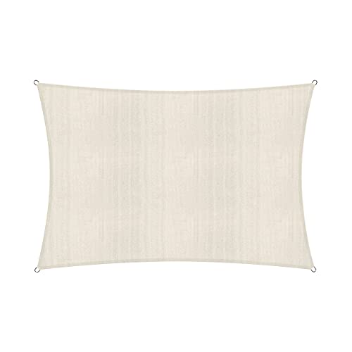 Lumaland Sonnensegel Rechteckig 3 x 4 Meter | Wetterbeständiger Sonnenschutz inkl. Befestigungsseile | Terrasse, Garten & Balkon Schattenspender aus HDPE Segelstoff mit UV Schutz [Creme] von Lumaland