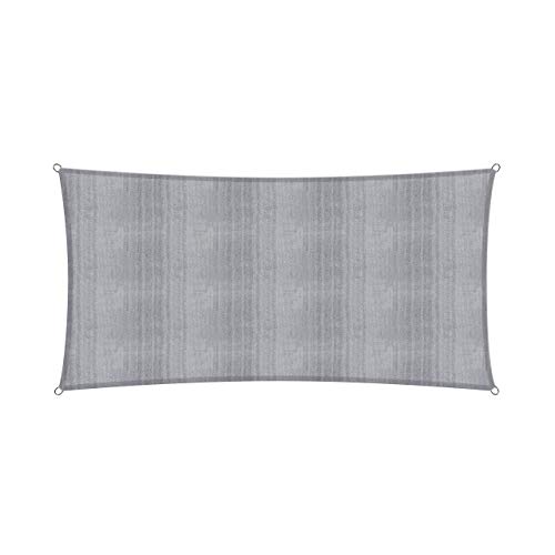 Lumaland Sonnensegel Rechteckig | 3 x 5 Meter | Wetterbeständiger Sonnenschutz inkl. Befestigungsseile | Terrasse, Garten & Balkon Schattenspender aus HDPE mit UV Schutz [Hellgrau] von Lumaland